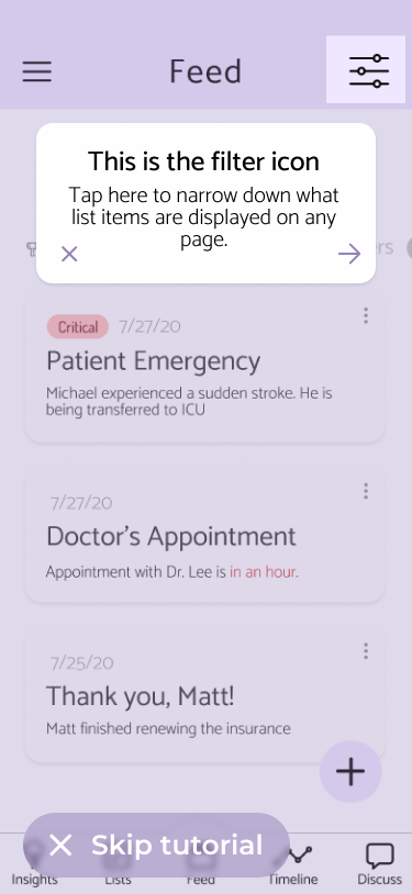 Nurse tutorial — home