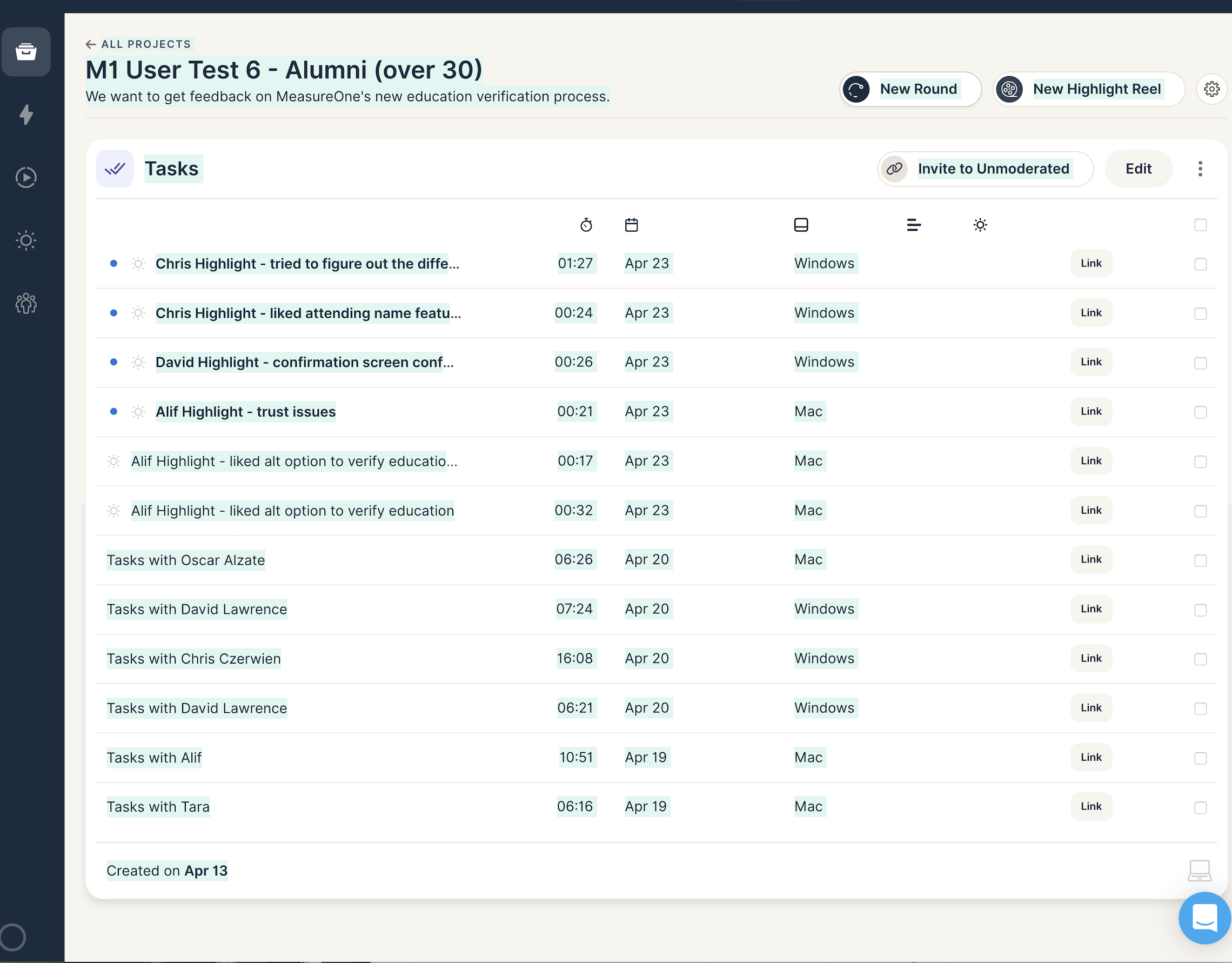 User testing — session 14