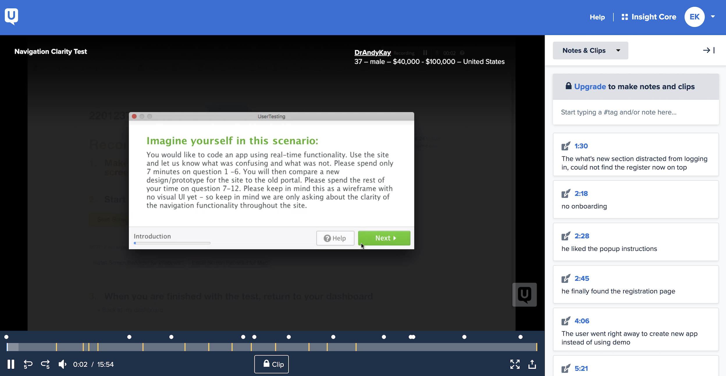 User testing — session 06